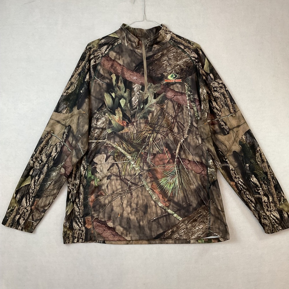Mossy Oak Break Up Country Camo 1/4 Zip Pullover Mens 2XL Hunting Performance